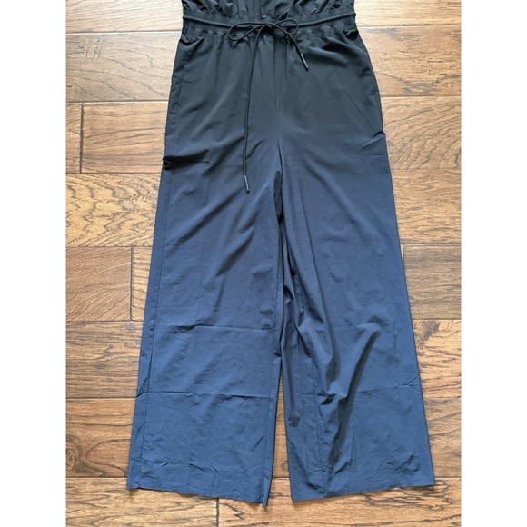 Athleta Savannah Black V Neck Wide Leg Jumpsuit Size 4 Stretch Athleisure - Picture 4 of 16